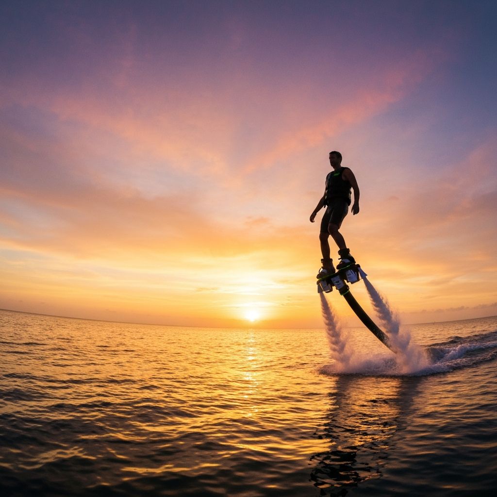 Sunset flyboarding